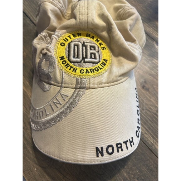 Outer Banks NC Beige Yellow 100% Cotton Embroidered Hat Cap Lockee Headwear - Picture 6 of 6
